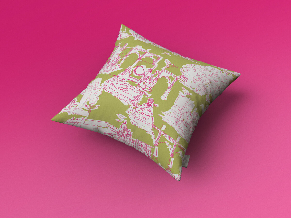 Pillow with green print